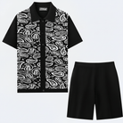 Paisley Knit Co-ord Set – Black Flat Lay