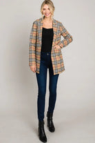 Tartan plaid cream leather blazer jacket - Epicplacess