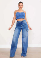 Cargo denim jeans front view - Epicplacess