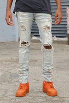 Paint splatter distressed denim jeans - Epicplacess