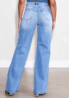 Ripped wide-leg denim jeans side view - Epicplacess