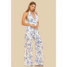 Blue wide-leg jumpsuit front view - Epicplacess