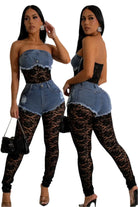 Denim trim sweater pant set - Epicplacess