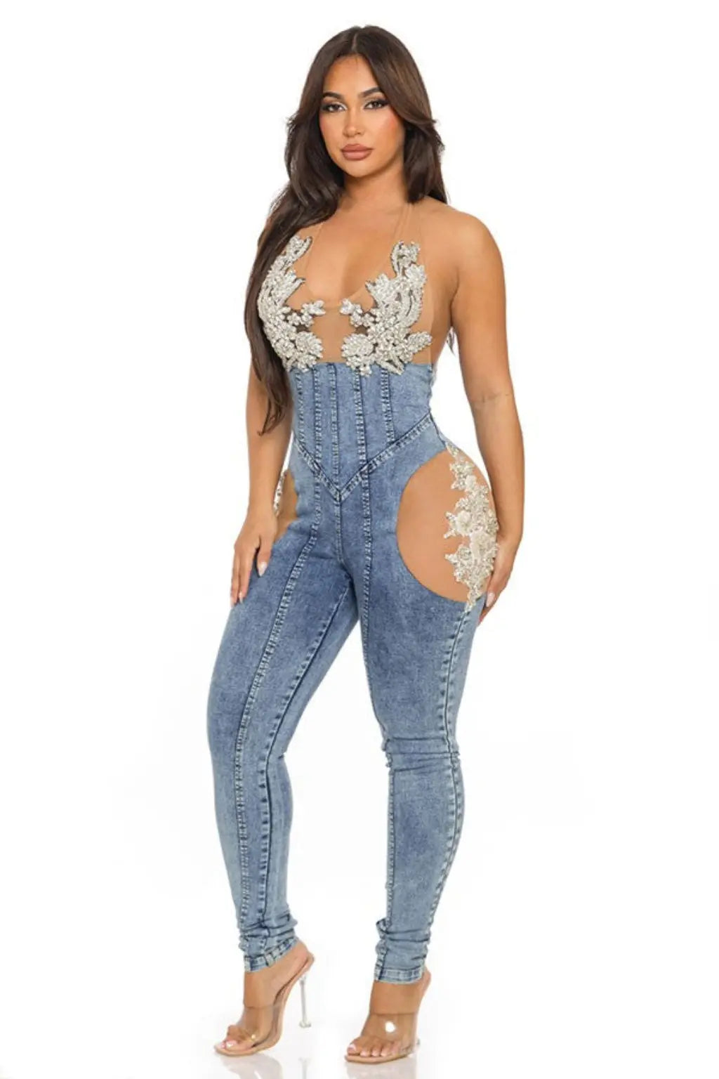 Blue denim jumpsuit detail - Epicplacess