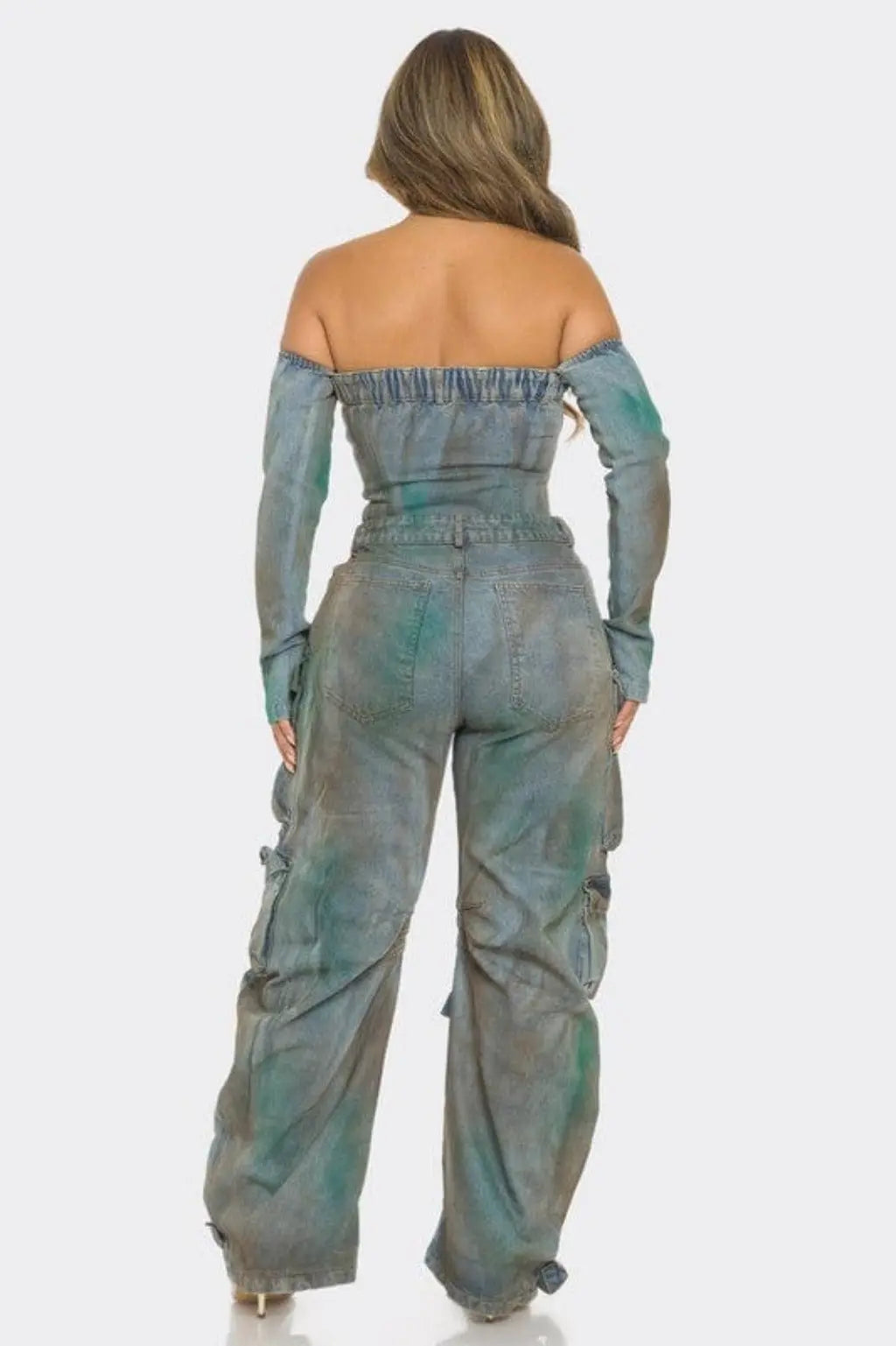 Blue cargo jumpsuit side view - Epicplacess