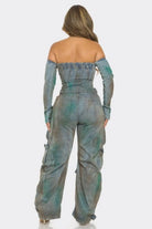 Blue cargo jumpsuit side view - Epicplacess