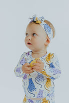 Toddler cream cat print long sleeve bamboo pajama set