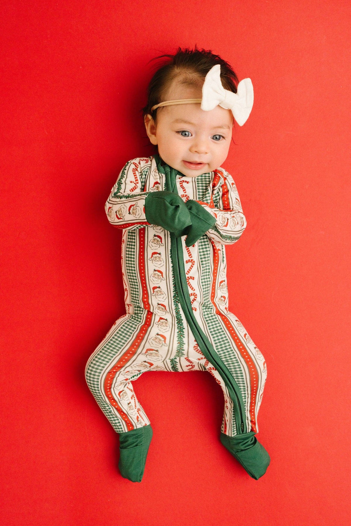 Baby and toddler Christmas Cheer print bamboo zip footed sleeper – view 4