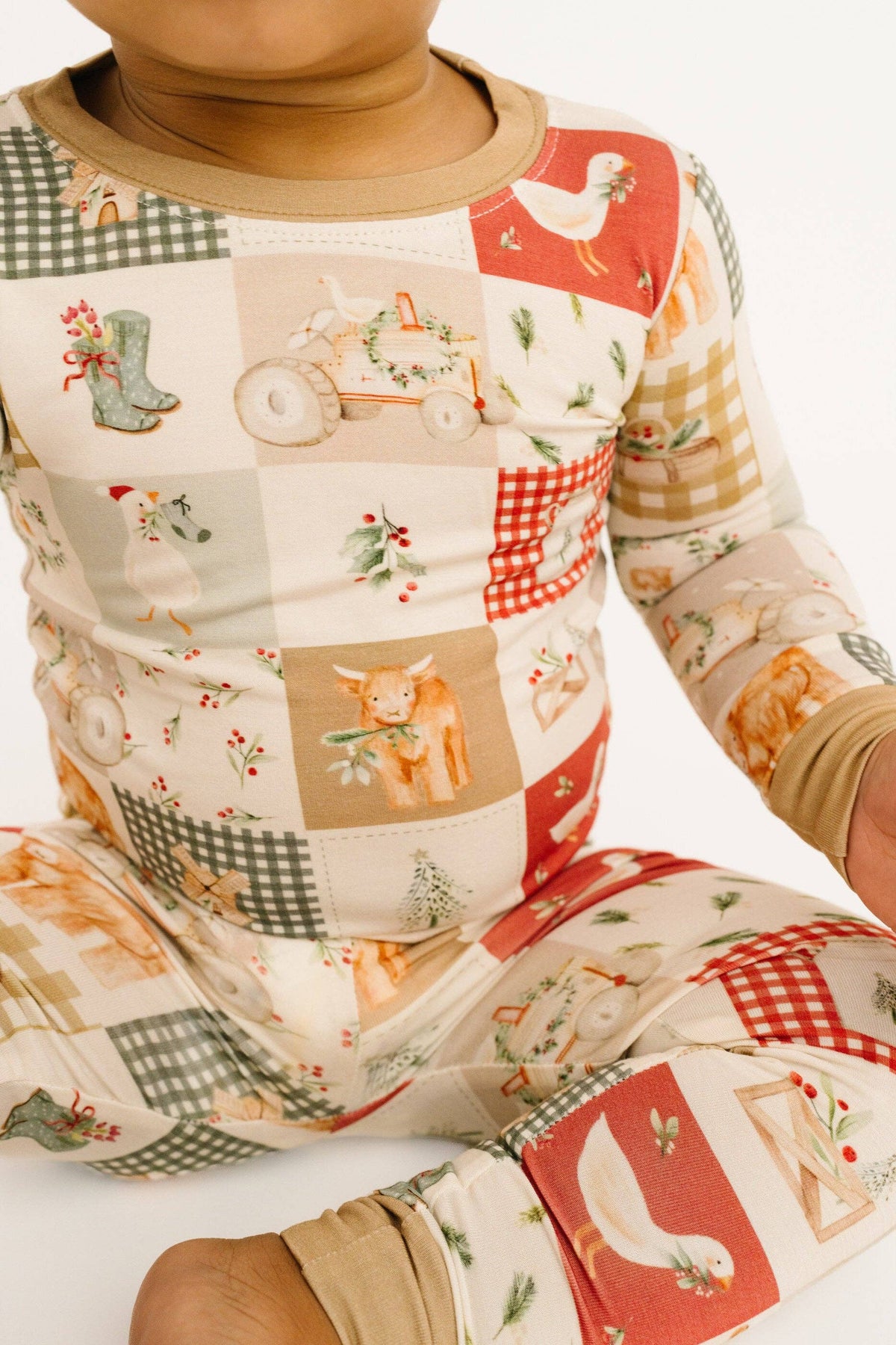 Kids' Country Christmas print long sleeve bamboo pajama set – view 2
