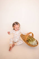 Toddler girls' blush pink daisy print long sleeve bamboo pajama set