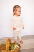 Toddler girls' blush pink daisy print long sleeve bamboo pajama set – view 4