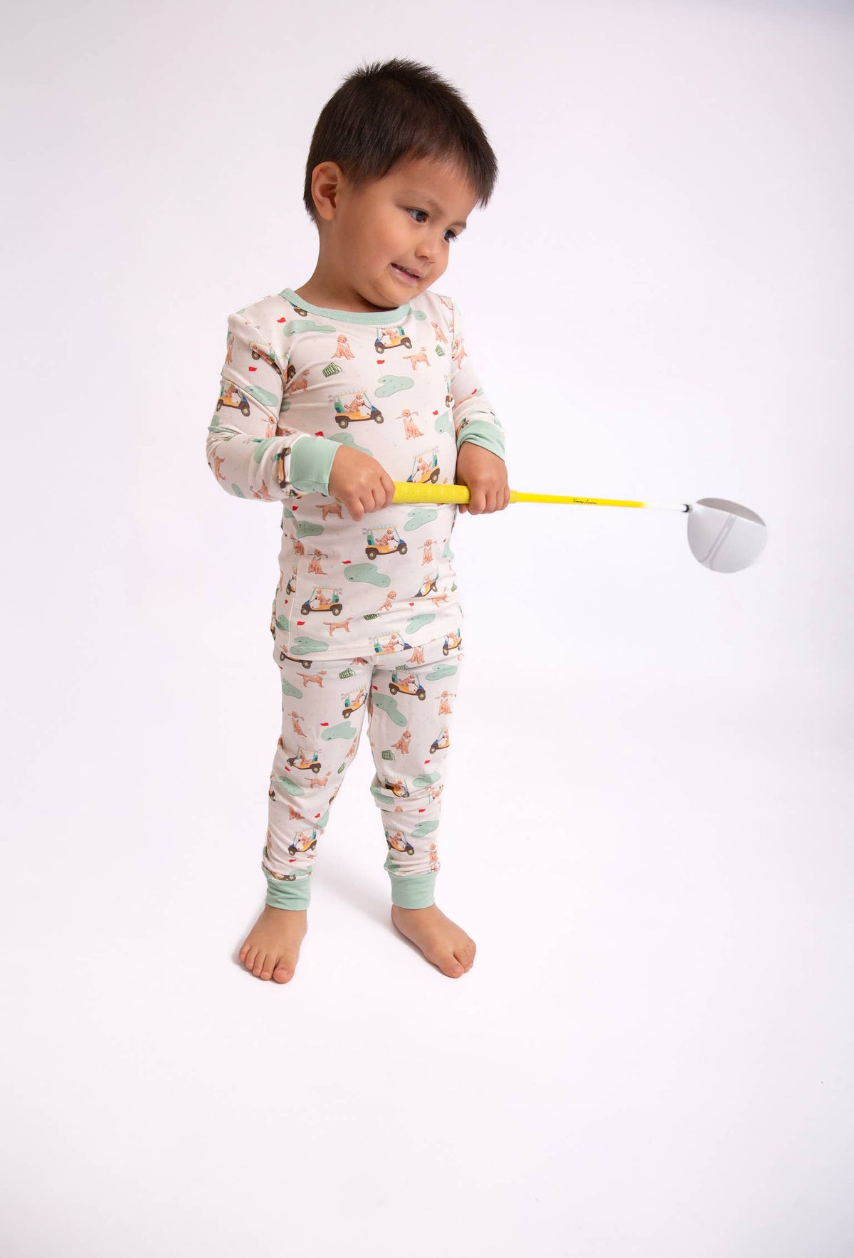Toddler dogs and birds print long sleeve bamboo pajama set – view 2