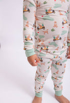 Toddler dogs and birds print long sleeve bamboo pajama set – view 3