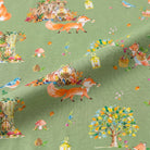 Kids' sage green fox woodland print long sleeve bamboo pajama set – view 3