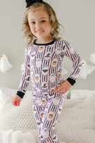 Girls' pink stripe glow-in-the-dark ghost print bamboo Halloween pajama set