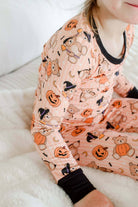 Kids' orange Halloween bear print long sleeve bamboo pajama set – view 2