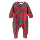 Kids' red tartan plaid long sleeve bamboo Christmas pajama set