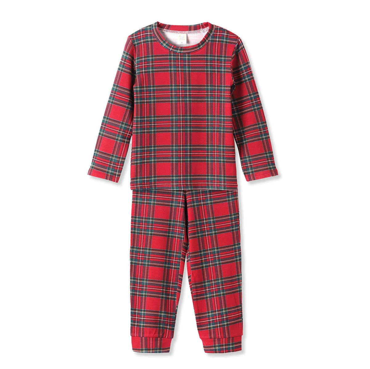 Kids' red tartan plaid long sleeve bamboo Christmas pajama set – view 3