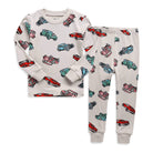 Kids' grey retro car print long sleeve modal pajama set – view 2