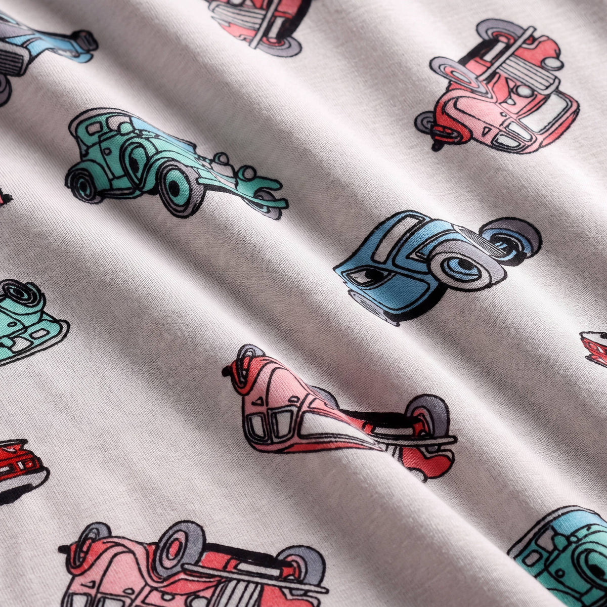 Kids' grey retro car print long sleeve modal pajama set – view 3
