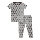Kids' heather gray rock and roll print short sleeve bamboo pajama set