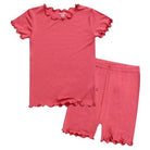Girls' rose coral shirred short sleeve viscose pajama set