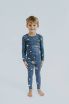 Toddler navy star print long sleeve bamboo pajama set