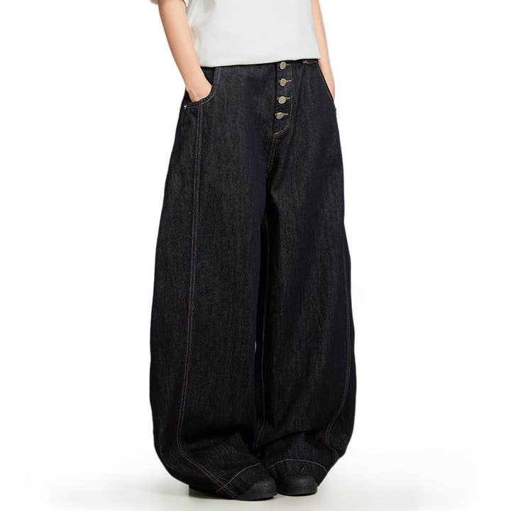 Men's Black American Street-Style Baggy Denim Jeans - view 6