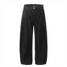 Men's Black Distressed Patchwork Wide-Leg Jeans - front view