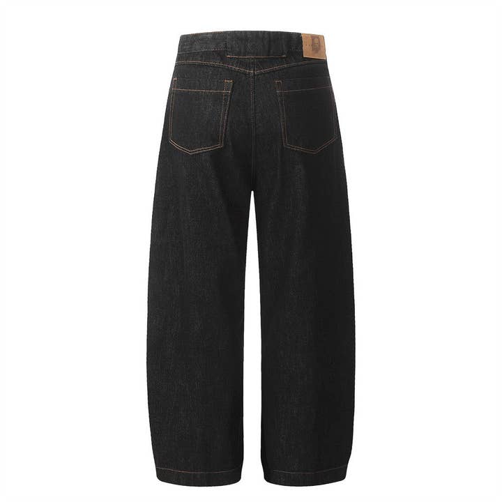 Men's Black Distressed Patchwork Wide-Leg Jeans - view 2