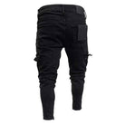 Men's Black Slim-Fit Ripped Zipper Detail Jeans - view 3