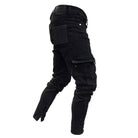 Men's Black Slim-Fit Ripped Zipper Detail Jeans - view 4