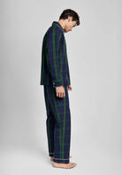 Men's Blackwatch Plaid Cotton Button-Up Pajama Set in blackwatch plaid – alternate view