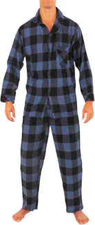 Men's Blue Buffalo Plaid Flannel Pajama Set in blue buffalo plaid – front view