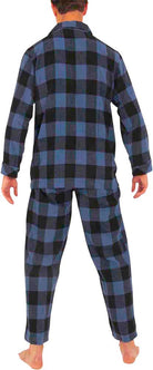 Men's Blue Buffalo Plaid Flannel Pajama Set in blue buffalo plaid – detail view