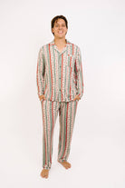 Men's Christmas Cheer Bamboo Button-Up Pajama Set in christmas cheer print – front view