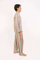 Men's Christmas Cheer Bamboo Button-Up Pajama Set in christmas cheer print – styled view