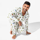 Men's Christmas Tree Farm Bamboo Pajama Set in evergreen print – front view