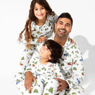 Men's Christmas Tree Farm Bamboo Pajama Set in evergreen print – styled view