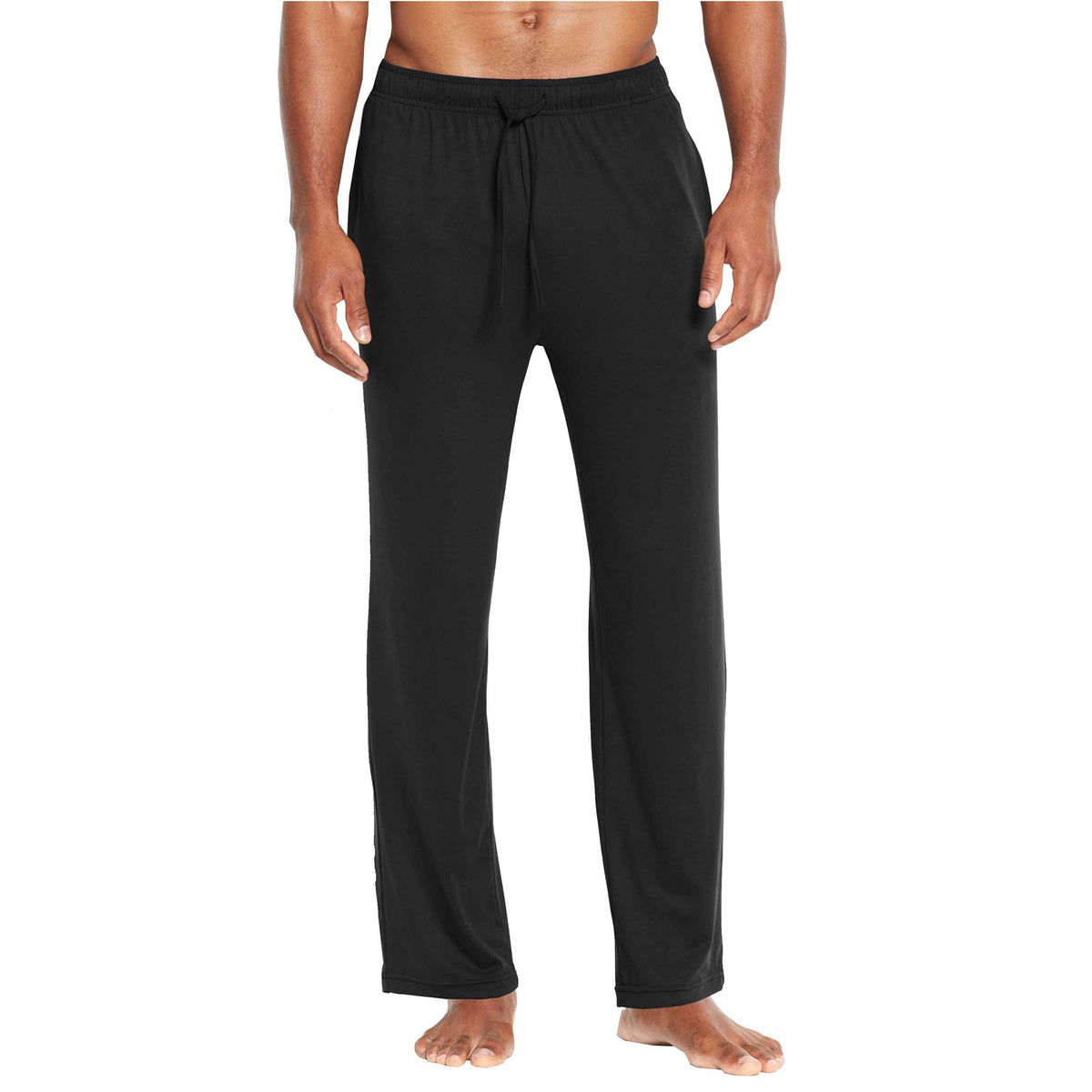 Men's Classic Black Pajama Lounge Pants in black – front view
