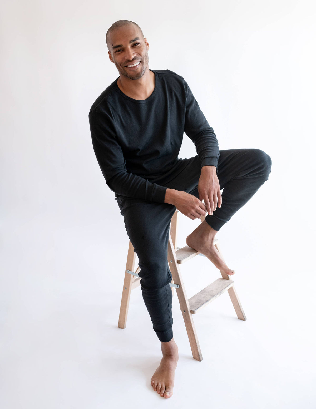 Men's Classic Cotton Pajama Set in beige – alternate view