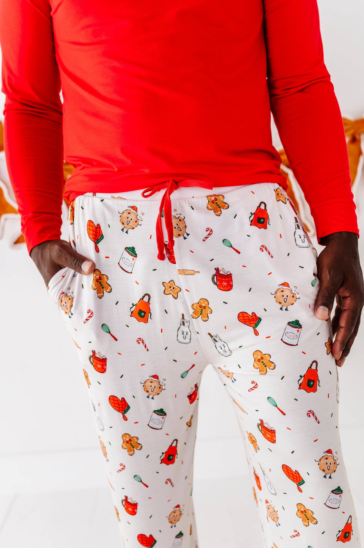 Men's Cookie Crew Bamboo Lounge Pajama Pants in cookie print – detail view