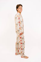 Men's Country Christmas Bamboo Button-Up Pajama Set in country christmas print – styled view