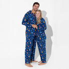 Men's Holiday Train Bamboo Button-Up Pajama Set in holiday train print – alternate view