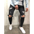 Men's Light Blue Ripped Slim-Fit Casual Jeans - view 5