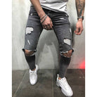 Men's Light Blue Ripped Slim-Fit Casual Jeans - view 6