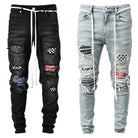 Men's Light Blue Slim-Fit Distressed Denim Jeans - view 3