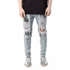 Men's Light Blue Slim-Fit Distressed Denim Jeans - view 5