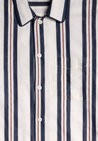 Men's Nautical Stripe Cotton Button-Up Pajama Set in navy stripe – alternate view