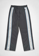 Men's gray paneled track pants with patch detail